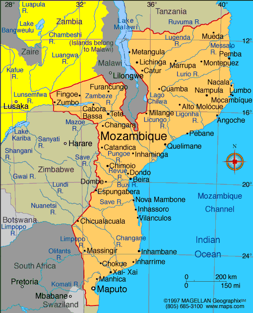 mozambique politique carte